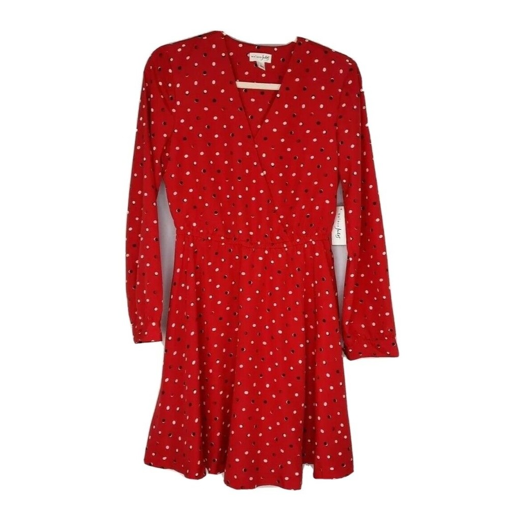Maison Jules Womens size S Printed Fit & Flare Dress Red Rainbow MSRP $79.50 NEW